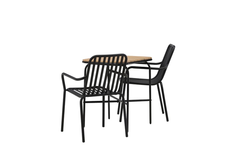Holmbeck Caféset 70 cm + 2 st Peking Karmstolar - Svart/Brun - Utemöbler - Balkong - Balkongmöbler - Balkonggrupp & balkongset