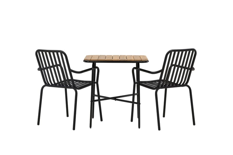 Holmbeck Caféset 70 cm + 2 st Peking Karmstolar - Svart/Brun - Utemöbler - Balkong - Balkongmöbler - Balkonggrupp & balkongset