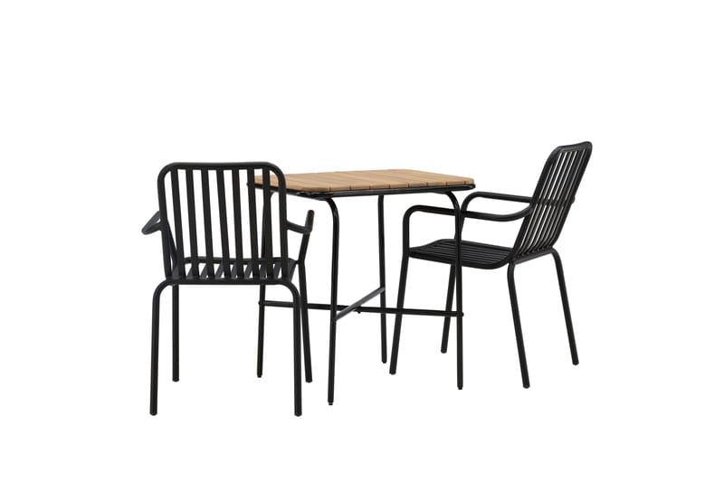 Holmbeck Caféset 70 cm + 2 st Peking Karmstolar - Svart/Brun - Utemöbler - Balkong - Balkongmöbler - Balkonggrupp & balkongset
