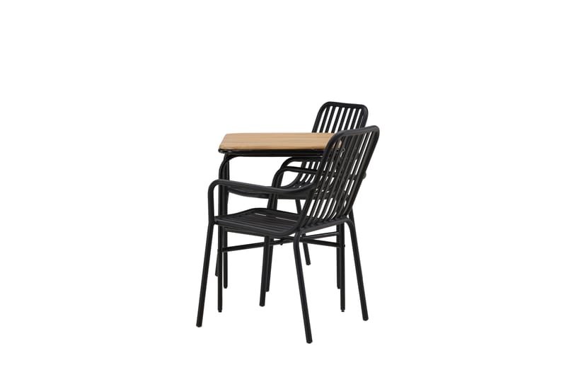 Holmbeck Caféset 70 cm + 2 st Peking Karmstolar - Svart/Brun - Utemöbler - Balkong - Balkongmöbler - Balkonggrupp & balkongset