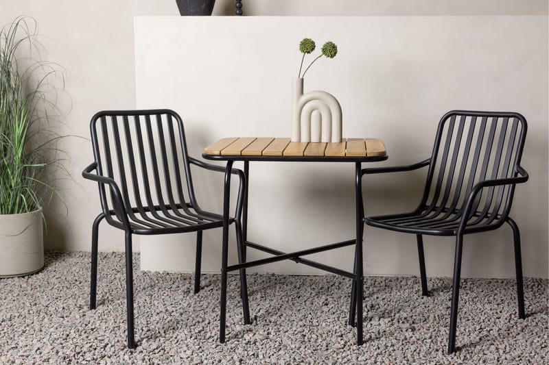 Holmbeck Caféset 70 cm + 2 st Peking Karmstolar - Svart/Brun - Utemöbler - Balkong - Balkongmöbler - Balkonggrupp & balkongset