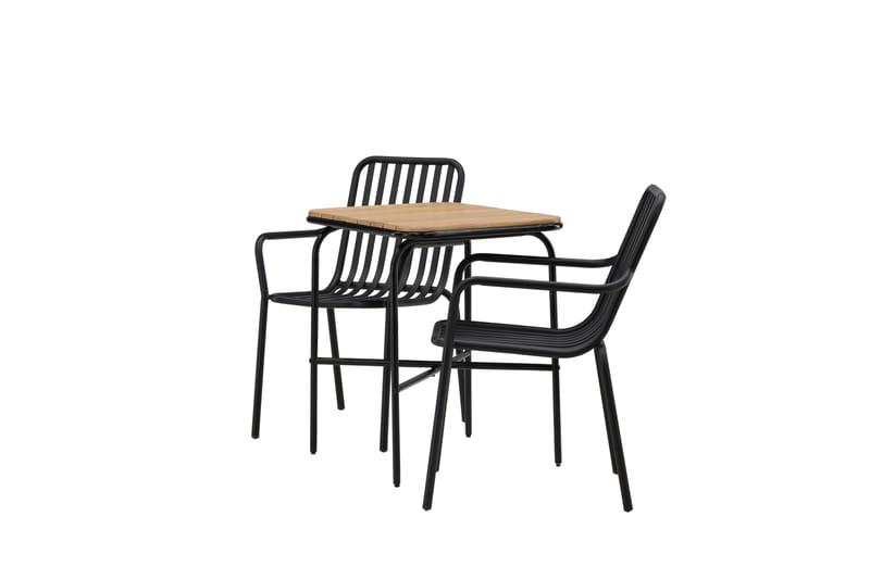 Holmbeck Caféset 70 cm + 2 st Peking Karmstolar - Svart/Brun - Utemöbler - Balkong - Balkongmöbler - Balkonggrupp & balkongset