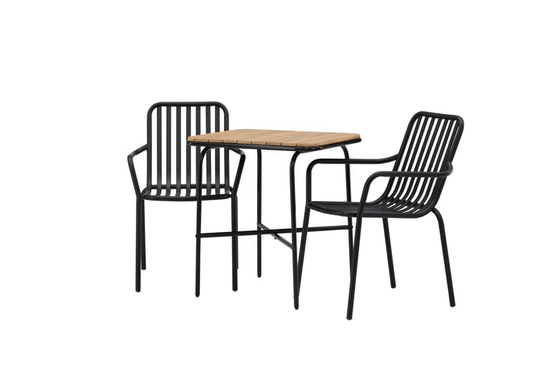Holmbeck Caféset 70 cm + 2 st Peking Karmstolar - Svart/Brun - Utemöbler - Balkong - Balkongmöbler - Balkonggrupp & balkongset