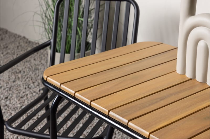 Holmbeck Caféset 70 cm + 2 st Peking Karmstolar - Svart/Brun - Utemöbler - Balkong - Balkongmöbler - Balkonggrupp & balkongset