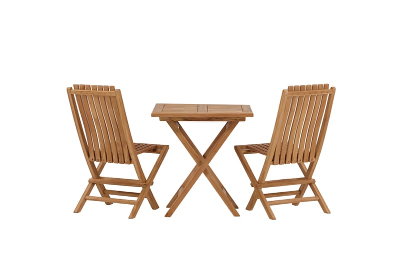Kenya Cafégrupp 70x70 cm + 2 Ghana Hopfällbar Stol - Brun - Utemöbler - Balkong - Balkongmöbler - Balkonggrupp & balkongset