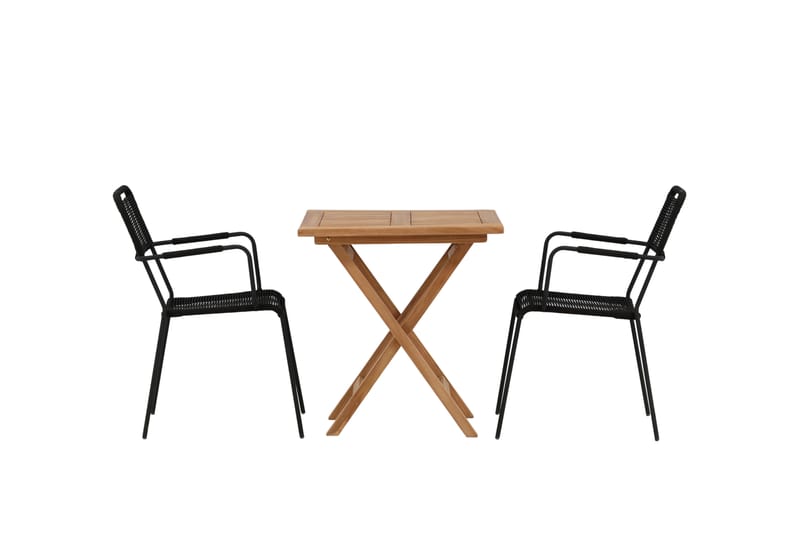 Kenya Cafégrupp 70x70 cm + 2 Lindos Karmstol - Svart/Brun - Utemöbler - Balkong - Balkongmöbler - Balkonggrupp & balkongset