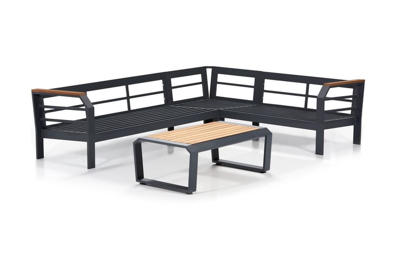 Lassento HörnLoungegrupp Utomhus 4-sits - Grå/Gul/Svart - Utemöbler - Utegrupp - Cafeset