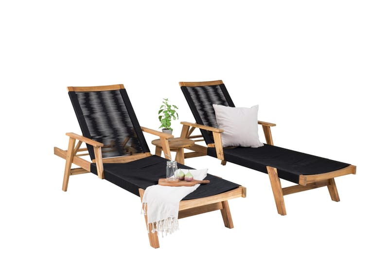 Little John Solsäng med Chania Bord Brun/Svart - Brun/Svart - Utemöbler - Balkong - Balkongmöbler - Balkonggrupp & balkongset