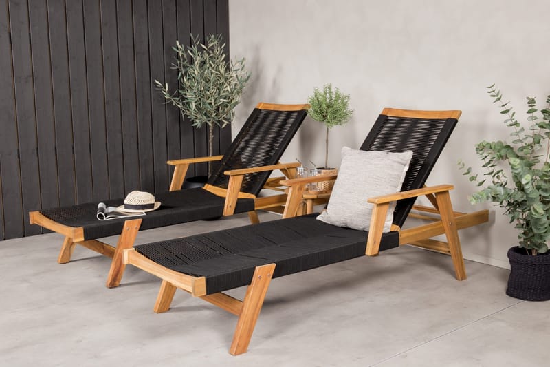 Little John Solsäng med Chania Bord Brun/Svart - Brun/Svart - Utemöbler - Balkong - Balkongmöbler - Balkonggrupp & balkongset