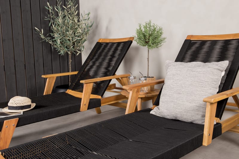 Little John Solsäng med Chania Bord Brun/Svart - Brun/Svart - Utemöbler - Balkong - Balkongmöbler - Balkonggrupp & balkongset