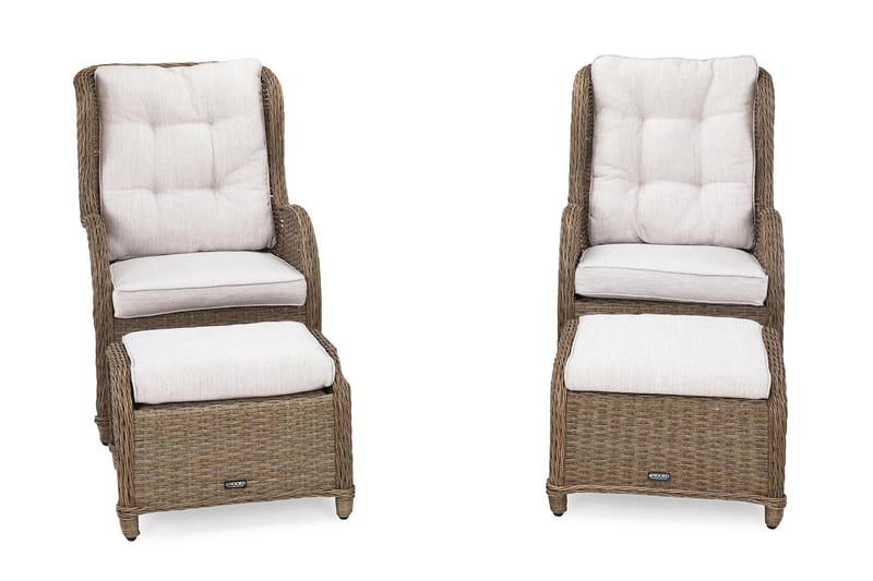 Marcus Öronlappsfåtölj med Fotpall m Dyna 2-pack - Natur - Utemöbler - Balkong - Balkongmöbler - Balkonggrupp & balkongset