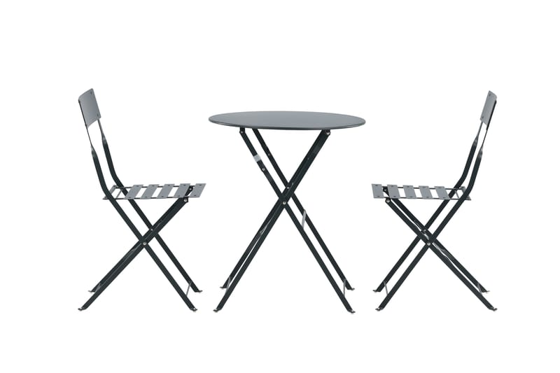 Marseille Caféset Rund Ø60 cm + 2 Matstolar Utomhus - Mörkgrå - Utemöbler - Utegrupp - Cafeset