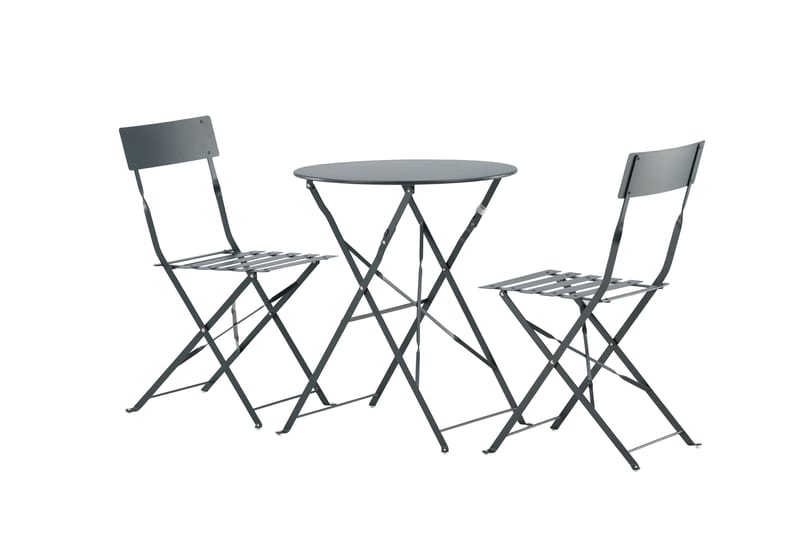 Marseille Caféset Rund Ø60 cm + 2 Matstolar Utomhus - Mörkgrå - Utemöbler - Utegrupp - Cafeset