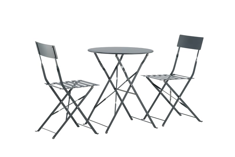 Marseille Caféset Rund Ø60 cm + 2 Matstolar Utomhus - Mörkgrå - Utemöbler - Utegrupp - Cafeset