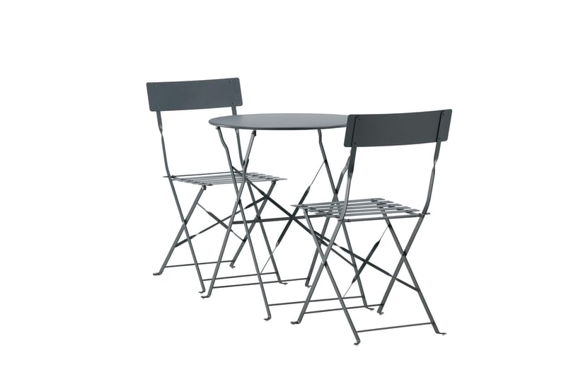 Marseille Caféset Rund Ø60 cm + 2 Matstolar Utomhus - Mörkgrå - Utemöbler - Utegrupp - Cafeset