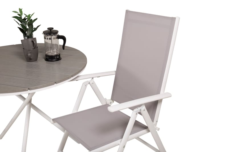 Parma Caféset Rund Ø90 cm + 2 Break Positionsstolar Vit/Grå - Venture Home - Balkonggrupp & balkongset - Cafeset