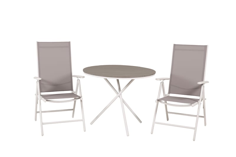 Parma Caféset Rund Ø90 cm + 2 Break Positionsstolar Vit/Grå - Venture Home - Balkonggrupp & balkongset - Cafeset