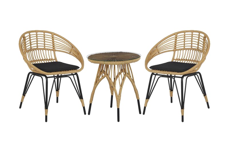 Pellaro Balkongset + 2 Utestolar m Dyna - Natur/Svart - Utemöbler - Utegrupp - Cafeset