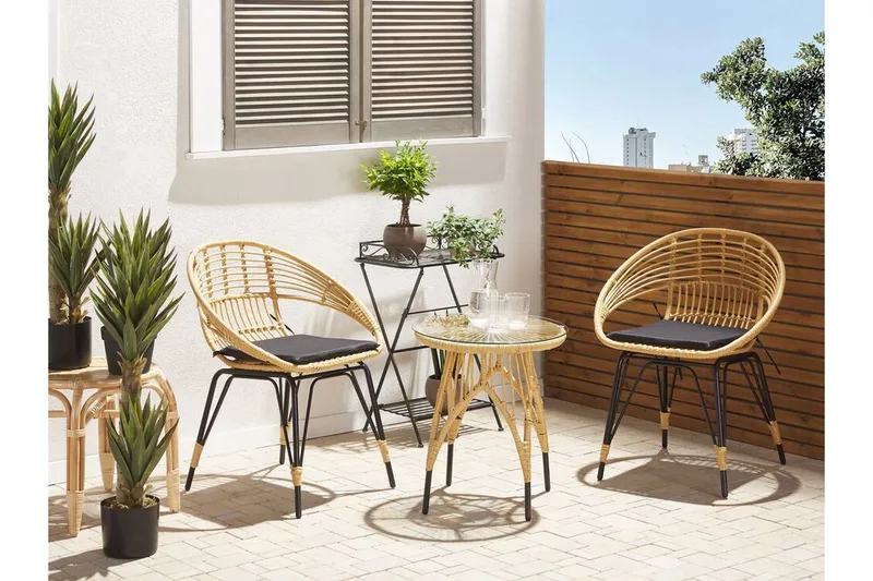 Pellaro Balkongset + 2 Utestolar m Dyna - Natur/Svart - Utemöbler - Utegrupp - Cafeset