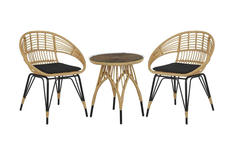 Pellaro Balkongset + 2 Utestolar m Dyna, Natur/Svart