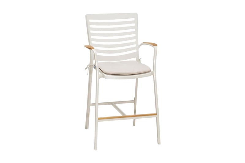 Portals Bargrupp 95 cm + Barstol - Vit/Teak - Utemöbler - Balkong - Balkongmöbler - Balkonggrupp & balkongset