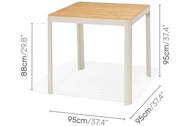 Portals Bargrupp 95 cm + Barstol - Vit/Teak - Balkonggrupp & balkongset - Cafeset