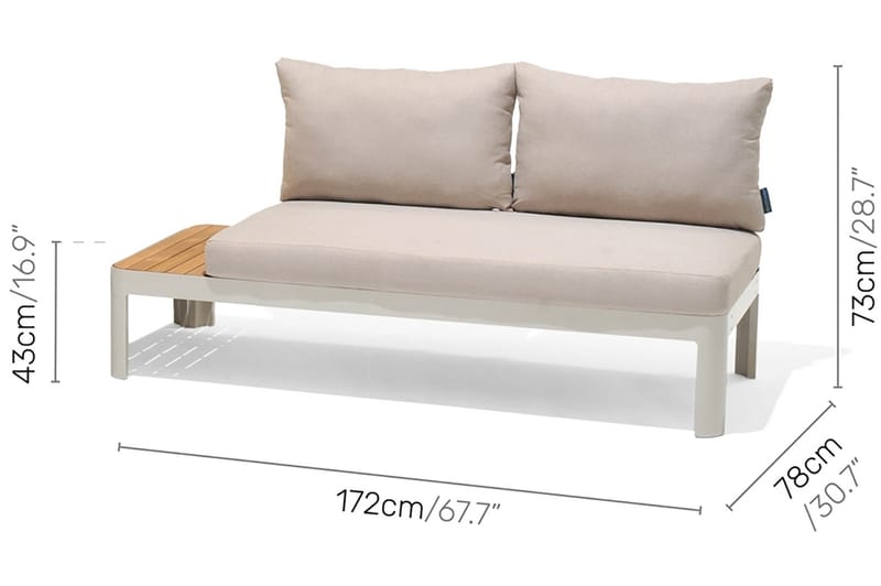 Portals Loungegrupp 2-sits - Teak/Vit - Utemöbler - Balkong - Balkongmöbler - Balkonggrupp & balkongset