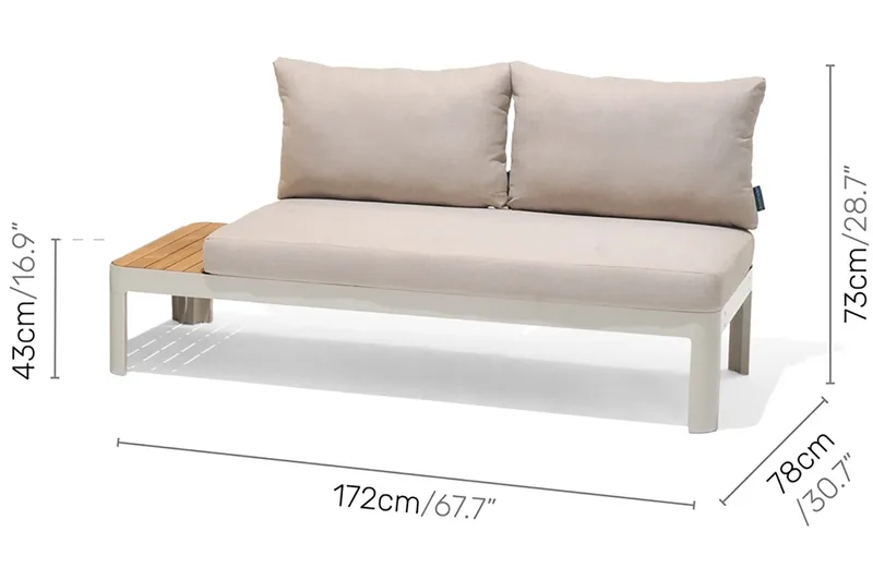 Portals Loungegrupp 2-sits - Teak/Vit - Utemöbler - Balkong - Balkongmöbler - Balkonggrupp & balkongset