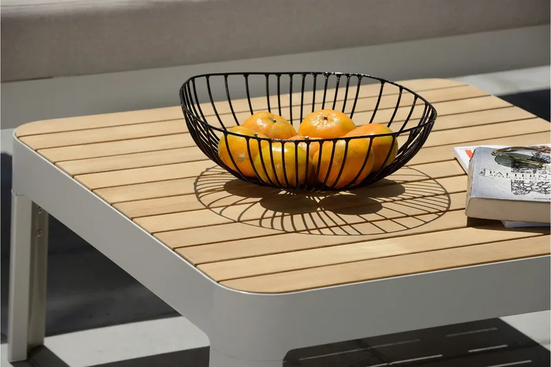 Portals Loungegrupp 2-sits - Teak/Vit - Utemöbler - Balkong - Balkongmöbler - Balkonggrupp & balkongset