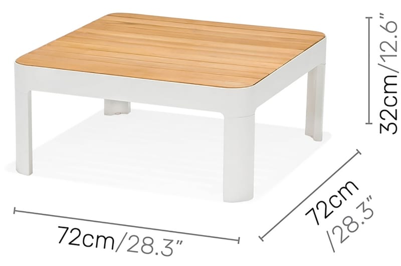 Portals Loungegrupp 4-sits - Vit/Teak - Utemöbler - Balkong - Balkongmöbler - Balkonggrupp & balkongset