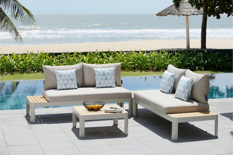 Portals Loungegrupp 4-sits - Vit/Teak - Trädgård & spabad - Utemiljö - Altan & terrass - Altanmöbler