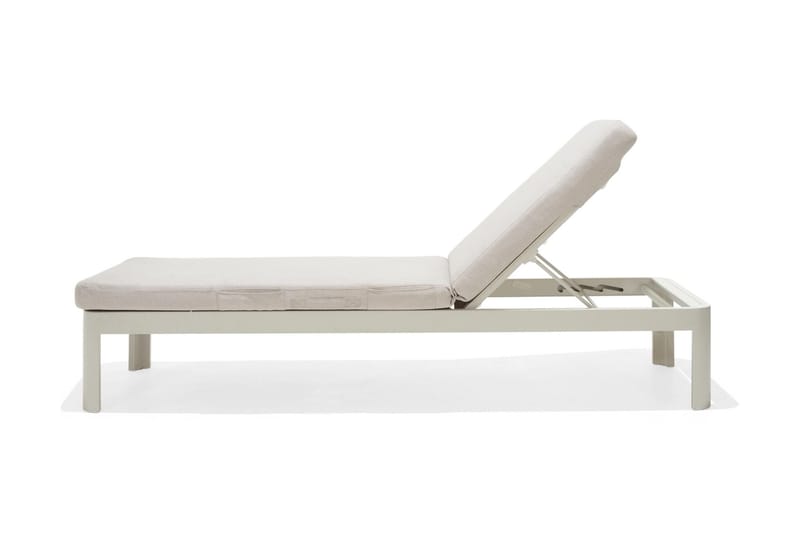Portals Solsängset med Dyna - Vit/Trä - Utemöbler - Utestol & trädgårdsstol - Solsäng & Solvagnar
