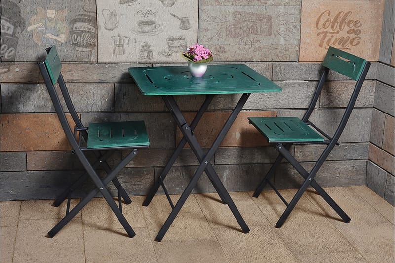Riotorto Caféset 60 cm Blomma + 2 Utestolar - Grön/Svart - Utemöbler - Utegrupp - Cafeset