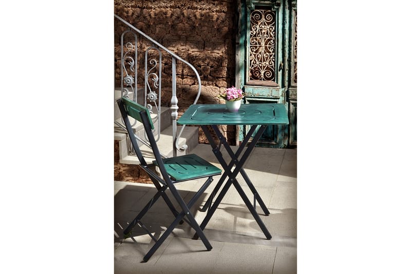Riotorto Caféset 60 cm Blomma + 2 Utestolar - Grön/Svart - Utemöbler - Utegrupp - Cafeset