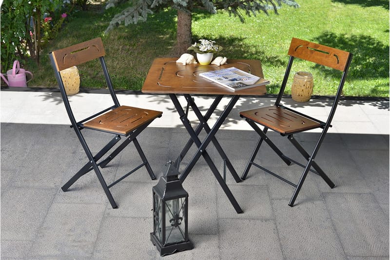 Riotorto Caféset 60 cm Blomma + 2 Utestolar - Natur/Svart - Utemöbler - Utegrupp - Cafeset