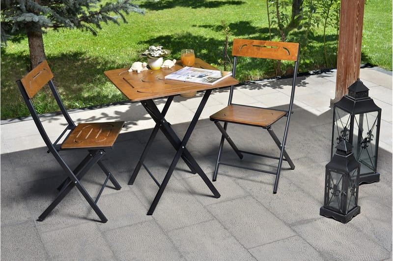 Riotorto Caféset 60 cm Blomma + 2 Utestolar - Natur/Svart - Utemöbler - Utegrupp - Cafeset