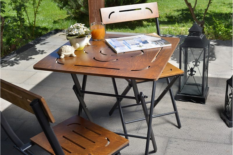 Riotorto Caféset 60 cm Blomma + 2 Utestolar - Natur/Svart - Utemöbler - Utegrupp - Cafeset