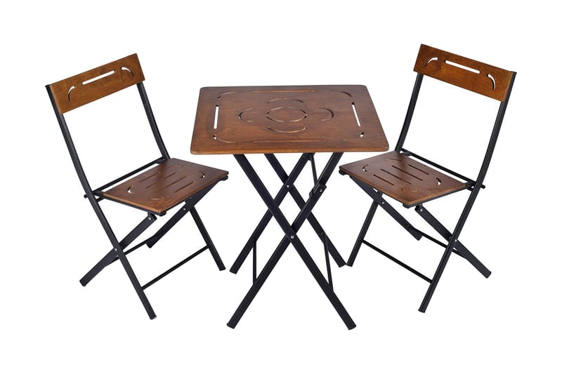 Riotorto Caféset 60 cm Blomma + 2 Utestolar - Natur/Svart - Utemöbler - Utegrupp - Cafeset