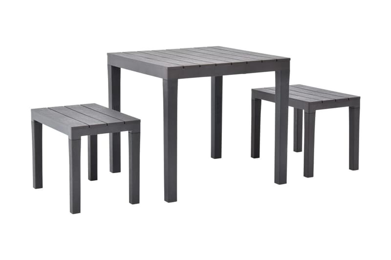Trädgårdsbord med 2 Bänkar Utomhus plast brun - Brun - Utemöbler - Utegrupp - Cafeset
