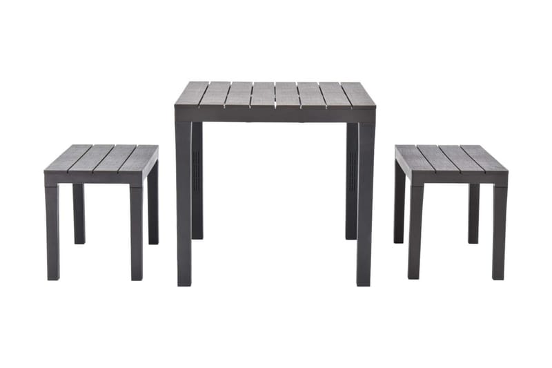 Trädgårdsbord med 2 Bänkar Utomhus plast brun - Brun - Utemöbler - Utegrupp - Cafeset
