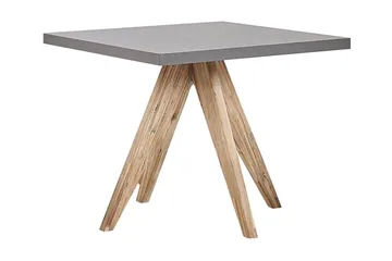 Trädgårdsset av Utebord och 4 pallar 90 x 90 cm OLBIA - Grå - Utemöbler - Utegrupp - Cafeset