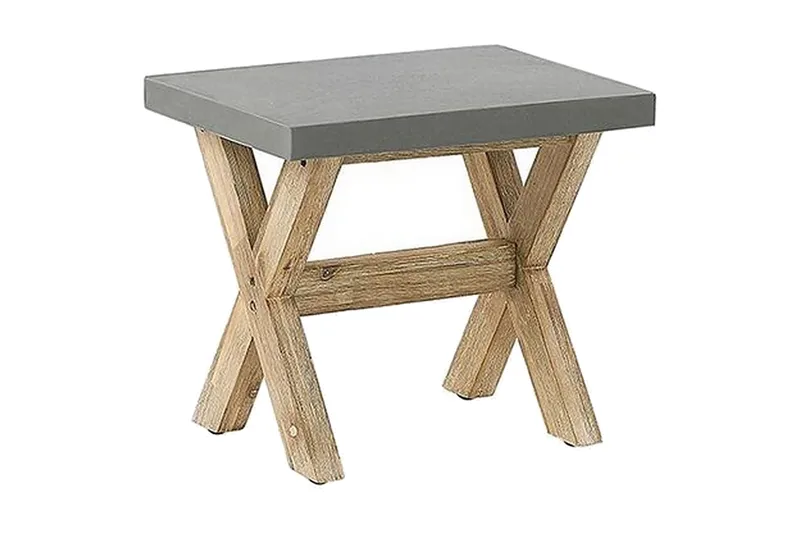 Trädgårdsset av Utebord och 4 pallar 90 x 90 cm OLBIA - Grå - Utemöbler - Utegrupp - Cafeset