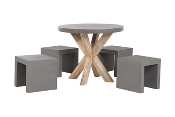 Trädgårdsset Utebord och 4 pallar 90  OLBIA/TARANTO - Grå - Utemöbler - Utegrupp - Cafeset