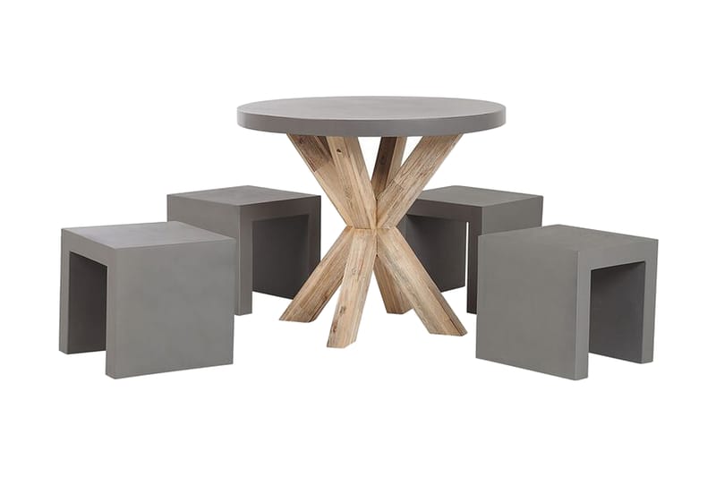 Trädgårdsset Utebord och 4 pallar 90  OLBIA/TARANTO - Grå - Utemöbler - Utegrupp - Cafeset