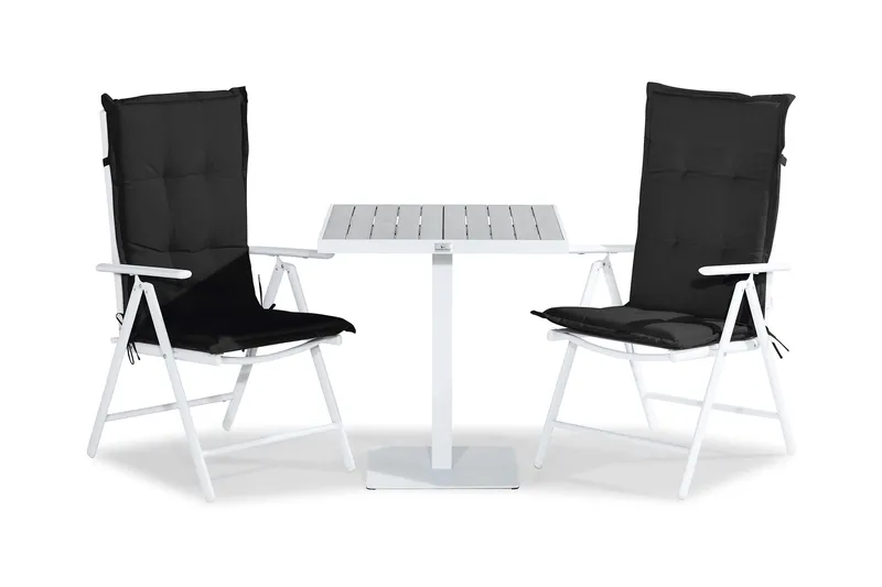 Tunis Caféset 70x70 + 2 Maggie Positionsstol m Dyna, Vit/Grå/Svart