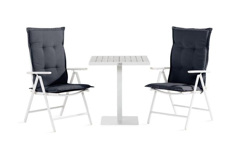 Tunis Caféset 70x70 + 2 Maggie Positionsstol m Dyna - Vit/Grå - Utemöbler - Balkong - Balkongmöbler - Balkonggrupp & balkongset