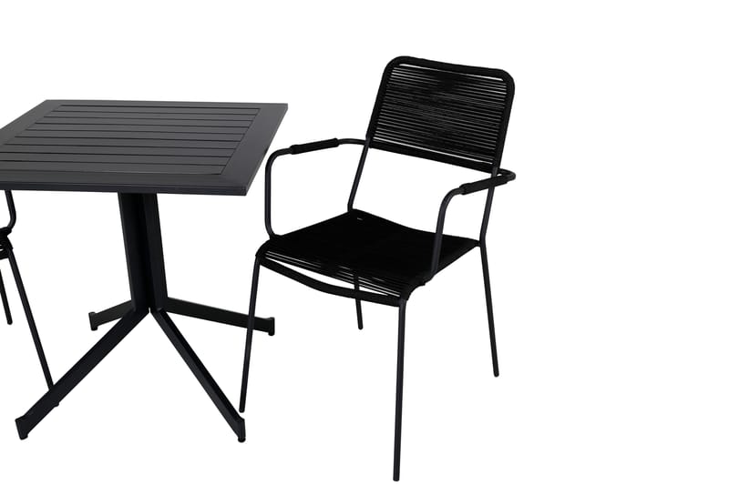 Way Caféset 70 cm + 2 Lindos Karmstolar - Svart/Brun - Utem�öbler - Balkong - Balkongmöbler - Balkonggrupp & balkongset