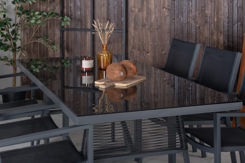 Dallas Matgrupp Utomhus cm Rektangulär med 6 Copacabana Utestolar - Svart - Utemöbler - Utegrupp - Matgrupp utomhus