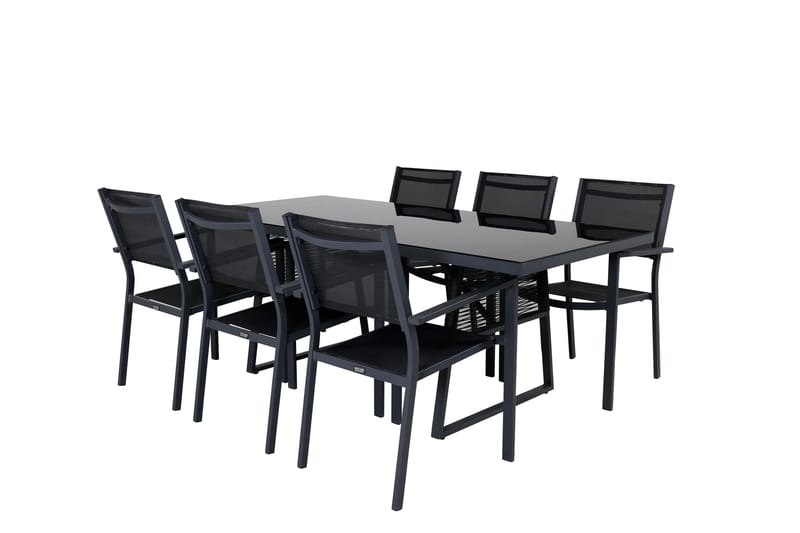 Dallas Matgrupp Utomhus cm Rektangulär med 6 Copacabana Utestolar - Svart - Utemöbler - Utegrupp - Matgrupp utomhus