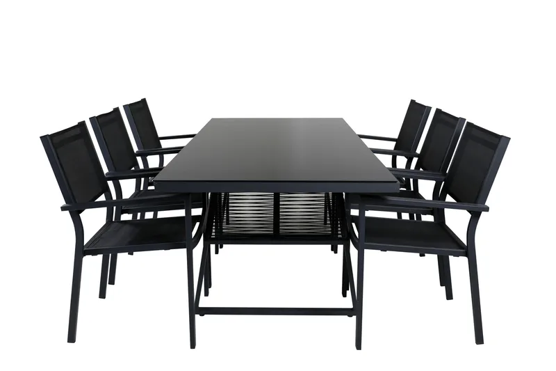 Dallas Matgrupp Utomhus cm Rektangulär med 6 Copacabana Utestolar, Svart